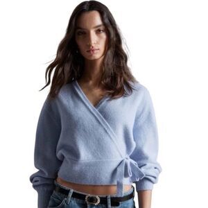 And Other Stories Los Angeles Atelier Wrap Cardigan Womens Size Small Baby Blue